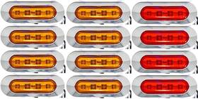 All Star Truck Parts Ask003 3.7 Inch Oval Bar Style Led Lights Chrome Side Rear Marker Clearance Traile