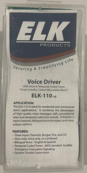 Elk-110v5 Elk 762158001109 Products Voice Driver Elk-110v5 Elk 762158001109 Products Voice Driver