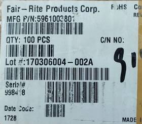 5961003801 Fair-rite 20 Pcs Lot Ferrite Core Ring
