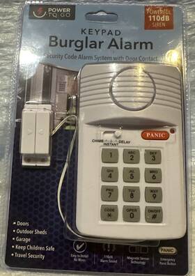 Power To Go 850001830300 Keypad Security Code Alarm System Magnetic With Door Contact Powerful Siren New