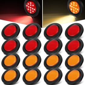 Retisee-0544-3.21 Retisee 16 Pcs 2.5 Round Clearance Lights 13 Led Front Rear Side Marker Indic