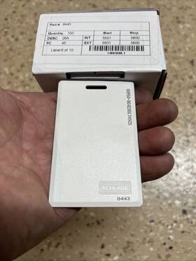 Schlage 8443 8443-26bit Proximity Card Clamshell 125 Khz 26 Bit 100 Pack Box