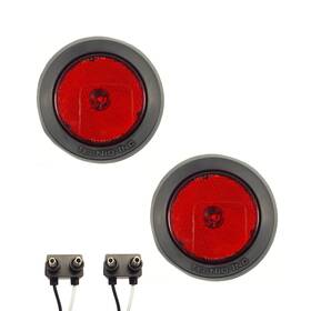 Tecniq Inc S10-rr00 Pair Of Led 2.5 Inch Round - Red Clearance/side Marker Lights With Grommets And 2