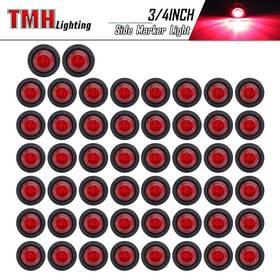 Tmh 726670258878 50 Pcs 3/4 Inch Red Clearance Side Marker Indicator Lights Mini Round Fro