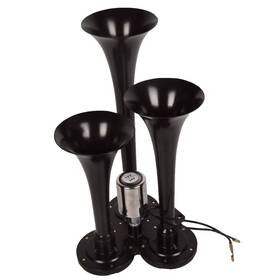A0334a0037 Topaz Train Air Horn 3 Trumpets Black For Truck/car/suv Loud Sound 12v/24v