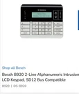 Bosch B920 Alpha Numeric Keypad Lcd Display Line, 19 Keys, SD12. Fixed Price $85.00.